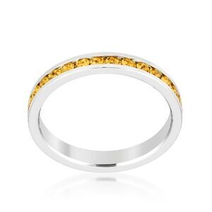 Eternity Ring with Swarovski Yellow Topaz Crystals Stackable New